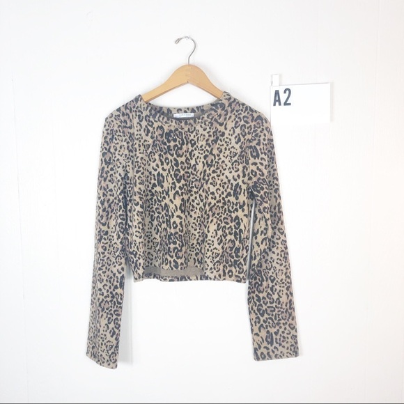 Zara leopard cropped sweater L - Picture 1 of 4